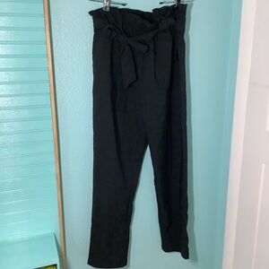 NWOT Grace Karin Women’s Black High Waist Paper Bag Tie Pants -SZ M
